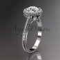 Platinum diamond floral wedding ring, engagement ring with a Moissanite center stone ADLR101