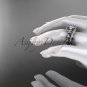 14kt white gold diamond unique flower, leaf and vine engagement set ADLR211