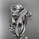 Platinum diamond engagement set with a Forever One Moissanite center stone ADLR211