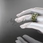 14kt yellow gold diamond leaf and vine engagement ring with double matching band ADLR211
