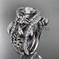 14kt white ngagement ring with Moissanite center stone and double matching band ADLR211