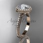 14kt rose gold diamond unique engagement ring, wedding ring ADER97