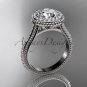 Platinum diamond unique engagement ring, wedding ring with a Moissanite center stone ADER97