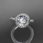 Platinum diamond unique engagement ring, wedding ring with a Moissanite center stone ADER97