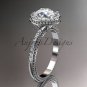 Platinum diamond unique engagement ring, wedding ring with a Moissanite center stone ADER95