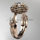 14kt rose gold diamond floral, leaf and vine \"Basket of Love\" ring ADLR94 nature inspired jewelry