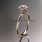 14kt rose gold diamond floral wedding ring, engagement ring with Morganite center stone ADLR92