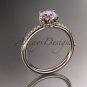 14kt rose gold diamond floral wedding ring, engagement ring with Morganite center stone ADLR92