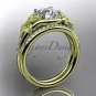 14kt yellow gold diamond leaf and vine wedding ring, engagement set ADLR91 nature inspired jewelry