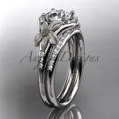 14kt white gold diamond wedding ring, engagement set with a Moissanite center stone ADLR91