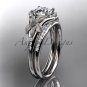 14kt white gold diamond wedding ring, engagement set with a Moissanite center stone ADLR91