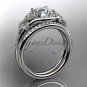 14kt white gold diamond wedding ring, engagement set with a Moissanite center stone ADLR91