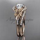 14kt rose gold diamond wedding ring, engagement set with a Moissanite center stone ADLR91