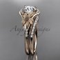 14kt rose gold diamond wedding ring, engagement set with a Moissanite center stone ADLR91