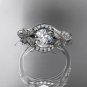 Platinum diamond wedding ring, engagement ring with a Moissanite center stone ADLR91