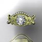 14kt yellow gold diamond leaf and vine wedding ring, engagement set ADLR90