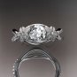 Platinum diamond leaf and vine wedding ring, engagement ring with a Moissanite center stone ADLR90