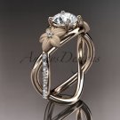 14kt rose gold diamond leaf and vine wedding ring, engagement ring ADLR90