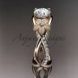 14kt rose gold diamond leaf and vine wedding ring, engagement ring ADLR90