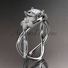 14kt white gold diamond engagement ring with a Moissanite princess cut center stone ADLR90PR