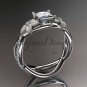 14kt white gold diamond engagement ring with a Moissanite princess cut center stone ADLR90PR