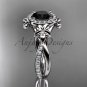 Platinum diamond wedding ring, engagement ring with a Black Diamond center stone ADLR89