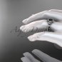 Platinum diamond wedding ring, engagement ring with a Black Diamond center stone ADLR89