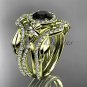 14kt yellow gold engagement ring, with Black Diamond center stone and double matching band ADLR89S
