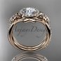 14kt rose gold diamond flower engagement set, wedding set, with a Moissanite center stone ADLR89S