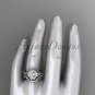 14kt white gold diamond leaf and vine, flower engagement set, wedding set, ADLR89S