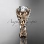 14kt rose gold diamond floral wedding ring, engagement ring with Moissanite center stone ADLR88