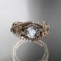 14kt rose gold diamond floral wedding ring, engagement ring with Moissanite center stone ADLR88