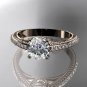 14kt rose gold diamond unique engagement ring, wedding ring with Moissanite center stone ADER87