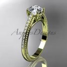 14kt yellow gold diamond unique engagement ring, wedding ring with  Moissanite center stone ADER87