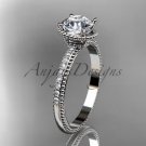 Platinum diamond unique engagement ring, wedding ring with Moissanite center stone ADER86