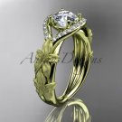 14k yellow gold diamond leaf and vine wedding ring, engagement ring ADLR85