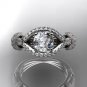 14kt white gold diamond wedding ring, engagement ring with Moissanite center stone ADLR85