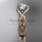 14kt rose gold diamond wedding ring, engagement ring with Moissanite center stone ADLR85