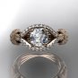 14kt rose gold diamond wedding ring, engagement ring with Moissanite center stone ADLR85