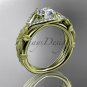 14kt yellow gold diamond wedding ring, engagement ring with Moissanite center stone ADLR85