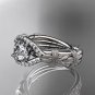 Platinum diamond leaf and vine wedding ring, engagement ring with Moissanite center stone ADLR85