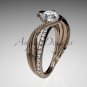 14kt rose gold diamond wedding ring, engagement ring with Moissanite center stone ADLR78