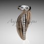 14kt rose gold diamond wedding ring, engagement ring with Moissanite center stone ADLR78
