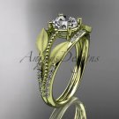 14kt yellow gold diamond leaf and vine wedding ring, engagement ring ADLR75