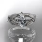 Platinum diamond leaf and vine wedding ring, engagement ring with Moissanite center stone ADLR75