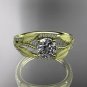 14kt yellow gold diamond wedding ring, engagement ring with Moissanite center stone ADLR75