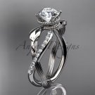 14kt white gold diamond leaf and vine wedding ring, engagement ring ADLR70