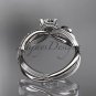14kt white gold diamond leaf and vine wedding ring, engagement ring ADLR70