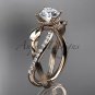 14kt rose gold diamond leaf and vine wedding ring, engagement ring ADLR70