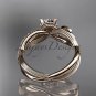 14kt rose gold diamond leaf and vine wedding ring, engagement ring ADLR70